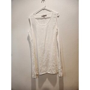 FLAX 100% Linen Sleeveless Tunic Top Natural Ivory‎ M NWOT Lithuania